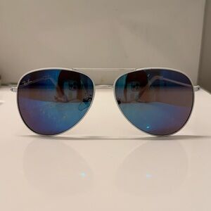 Ray-Ban Aviator Sunglasses with Blue and White Frame